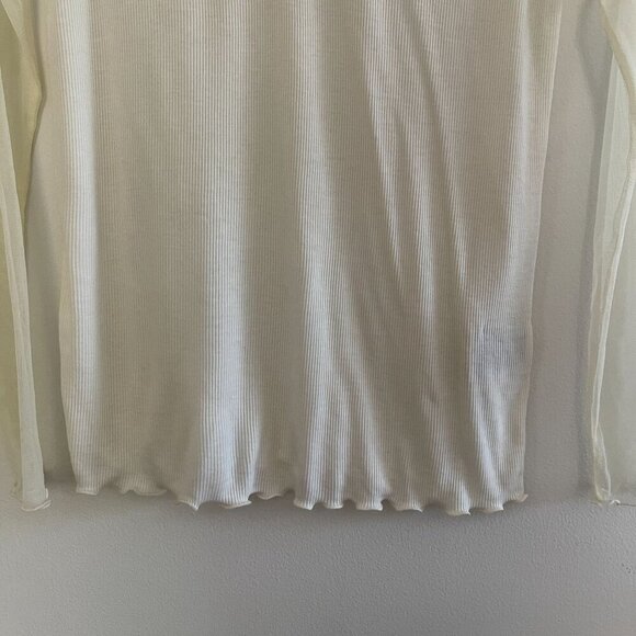 Denim & Supply Ralph Lauren Y2K Ribbed Preppy Henley Top Lace Size L Sheer Cream - Picture 6 of 8